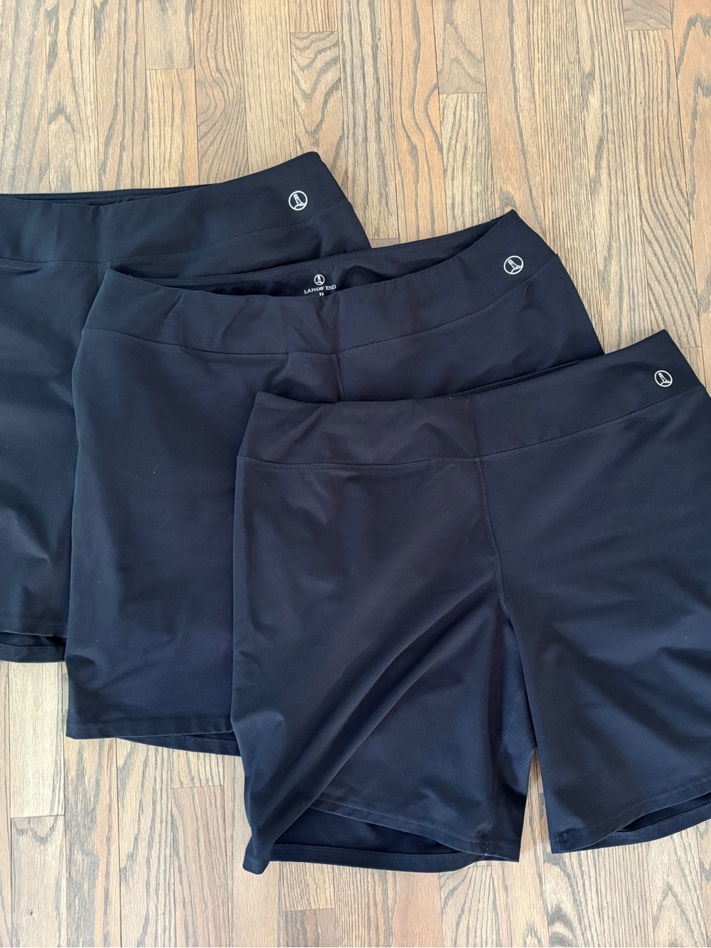 Bundle of 3 Pairs of Lands' End Women’s Black Athletic Shorts, Size 2X